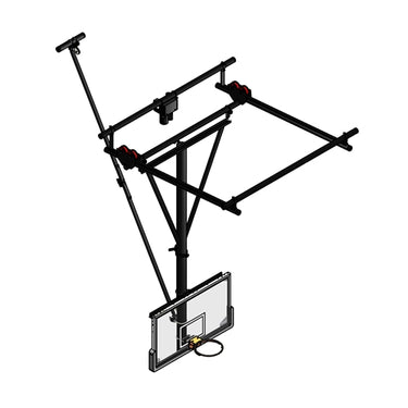 Single Post Rear-Braced Roll-Fold Ceiling Hung Basketball Backstop